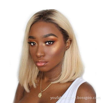 Colored Short Bob Lace Front Wigs Pink Blonde Purple Green Burgundy Transparent 13x4 HD Lace Front Human Hair Bob Wigs Remy Hair